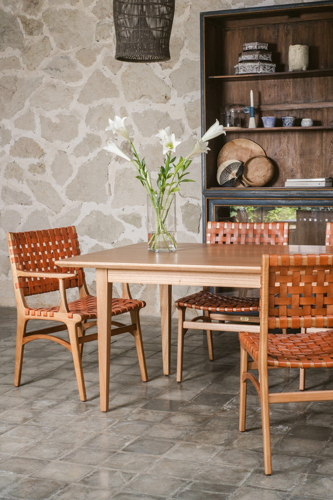 Terracotta Leather Woven | Armchair Dining Chair Larkwood Furniture 
