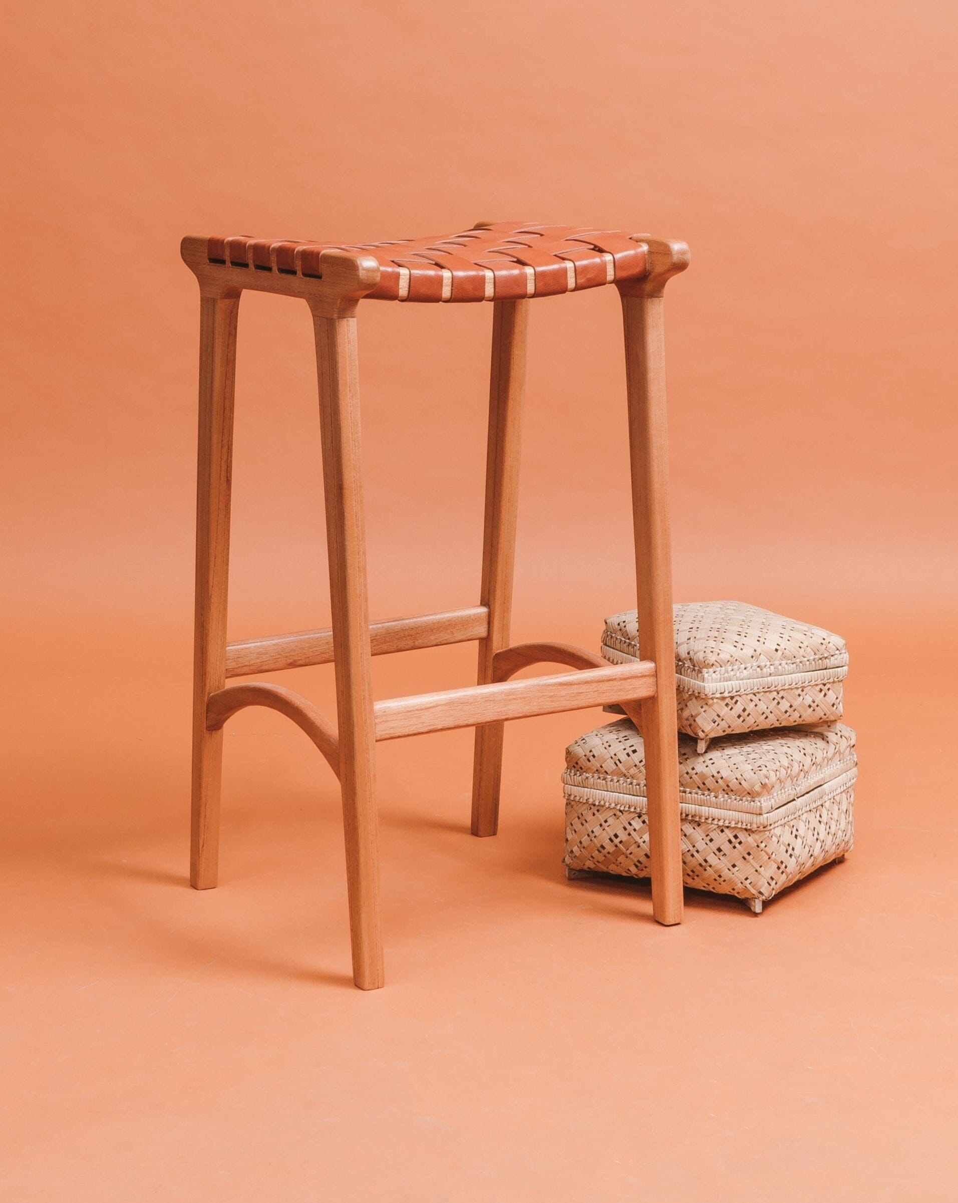 Maland woven leather bar stool hot sale